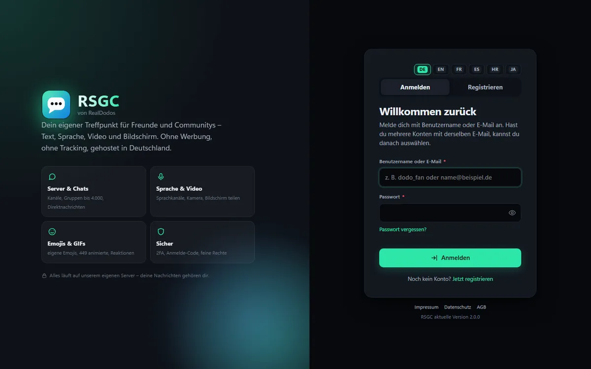 RSGC – Ansicht am PC