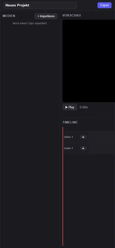 Video Editor – Ansicht am Handy